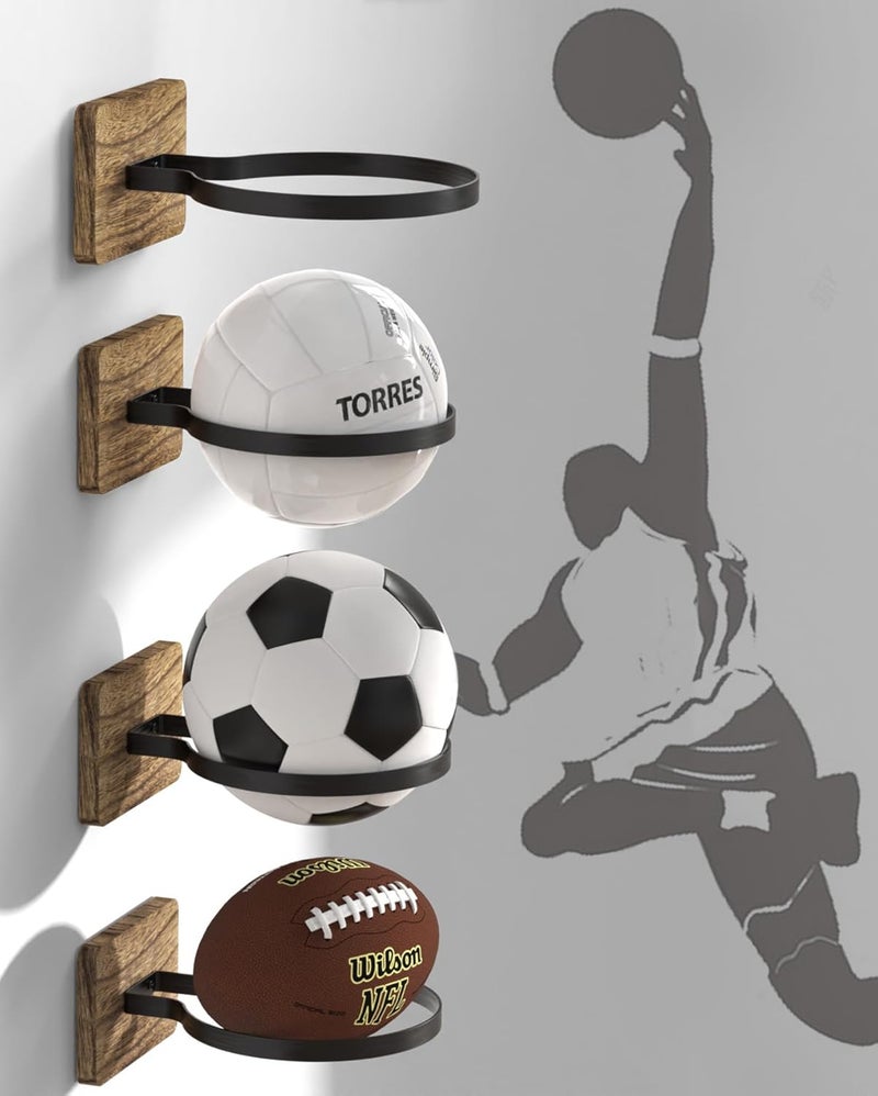 AIDILI Wall Mount Basketball Holder, Ball Storage Holders Display Rack for Autograph Basketball, Football, Soccer, Volleyball Collection, Sports Accessories Organizer for Player Fans - Image 1